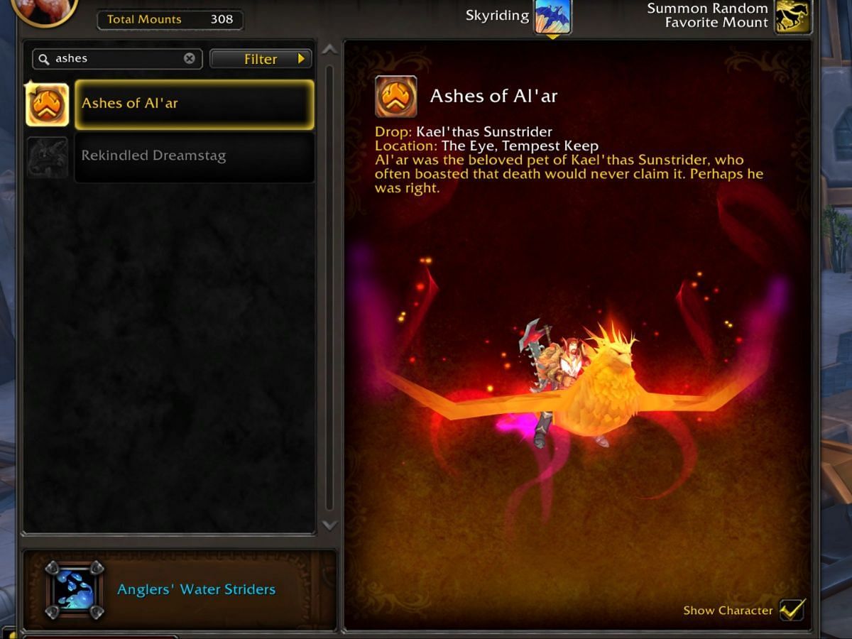 Out of all of the "firebird" mounts, this one has the coolest design (Image via Blizzard Entertainment)